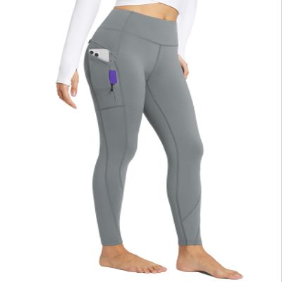 baleaf Women's Fleece Lined Leggings with 5 Pockets, Thermal Warm Winter Tights High Waisted Thick Yoga Pants Cold Gear Graphite Gray L
