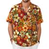 70s Outfits for Men Funny Hippie Floral Men's Hawaiian Shirts Retro Short Sleeve Button-Down Shirt Mens Beach Clothes view 1