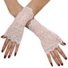 LeJulyeekay Women's Long Tulle Gloves Sheer Wedding Bridal Gloves Opera Length Party (D-white) view 1