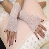 LeJulyeekay Women's Long Tulle Gloves Sheer Wedding Bridal Gloves Opera Length Party (D-white) view 3
