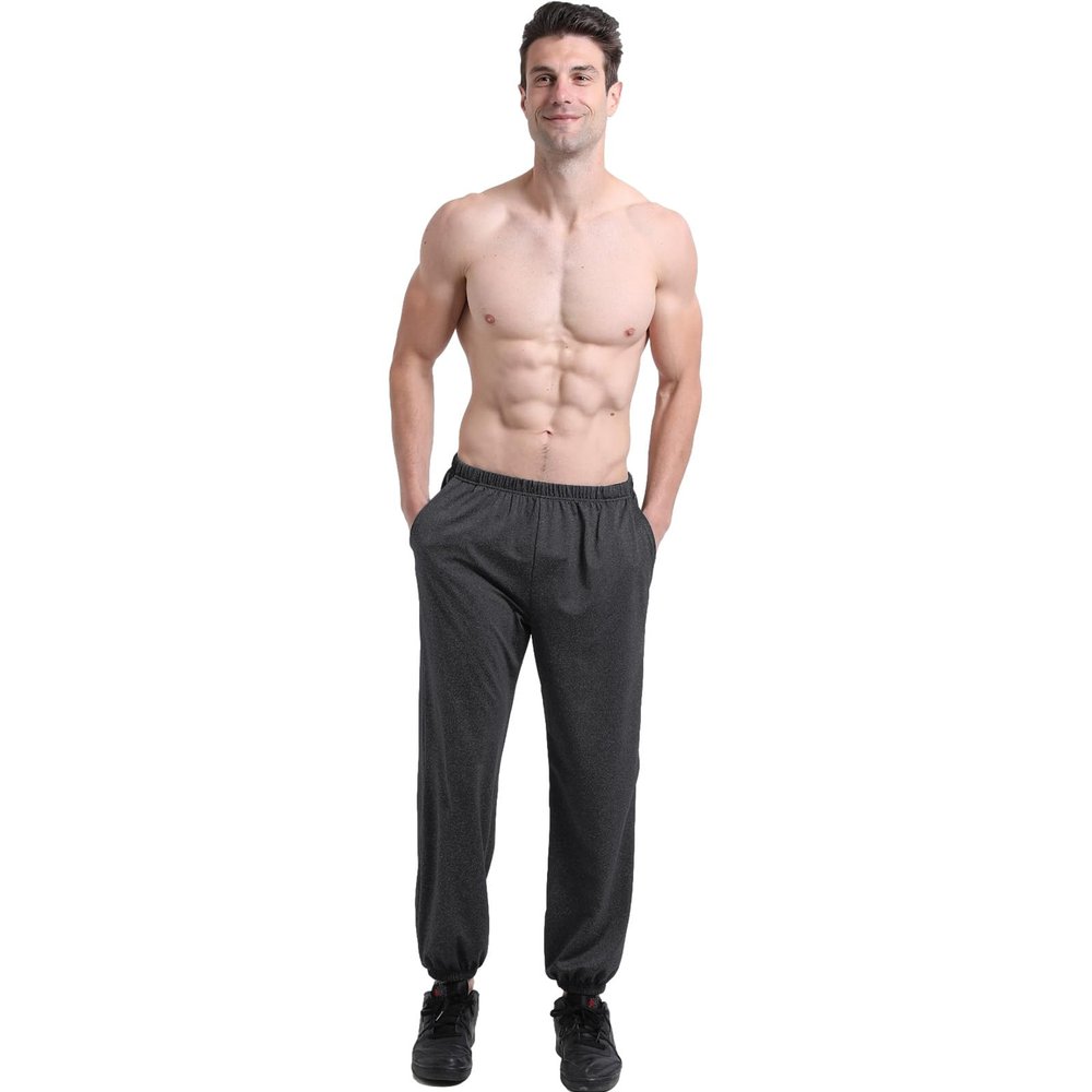 ANUFER Mens Stretchy Loose Fit Casual Track Pants Outdoor Lightweight Thin Sweatpants Dark Grey-2 SN070869 4XL