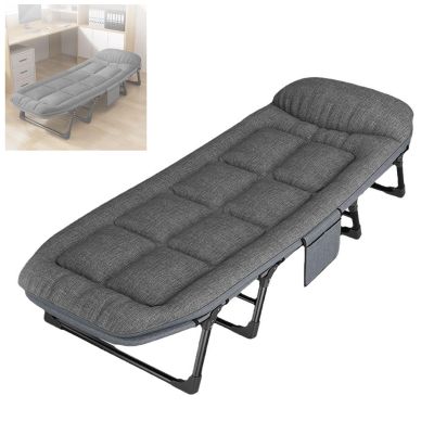 Folding Camping Cot, Portable Foldable Guest Bed with Side Storage Bag, 6-Position Adjustable Lounge Foldable Bed for Home Office Nap Beach Pool Patio Travel, Steady Frame(170 * 55 * 25cm)