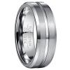 8 mm Width Tungsten Carbide Ring Steel Color Matte Surface Middle Groove Angle Tungsten Steel Men's Ring Silver 11.5 view 1