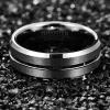 8 mm Width Tungsten Carbide Ring Steel Color Matte Surface Middle Groove Angle Tungsten Steel Men's Ring Silver 11.5 view 3