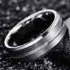 8 mm Width Tungsten Carbide Ring Steel Color Matte Surface Middle Groove Angle Tungsten Steel Men's Ring Silver 11.5 view 4