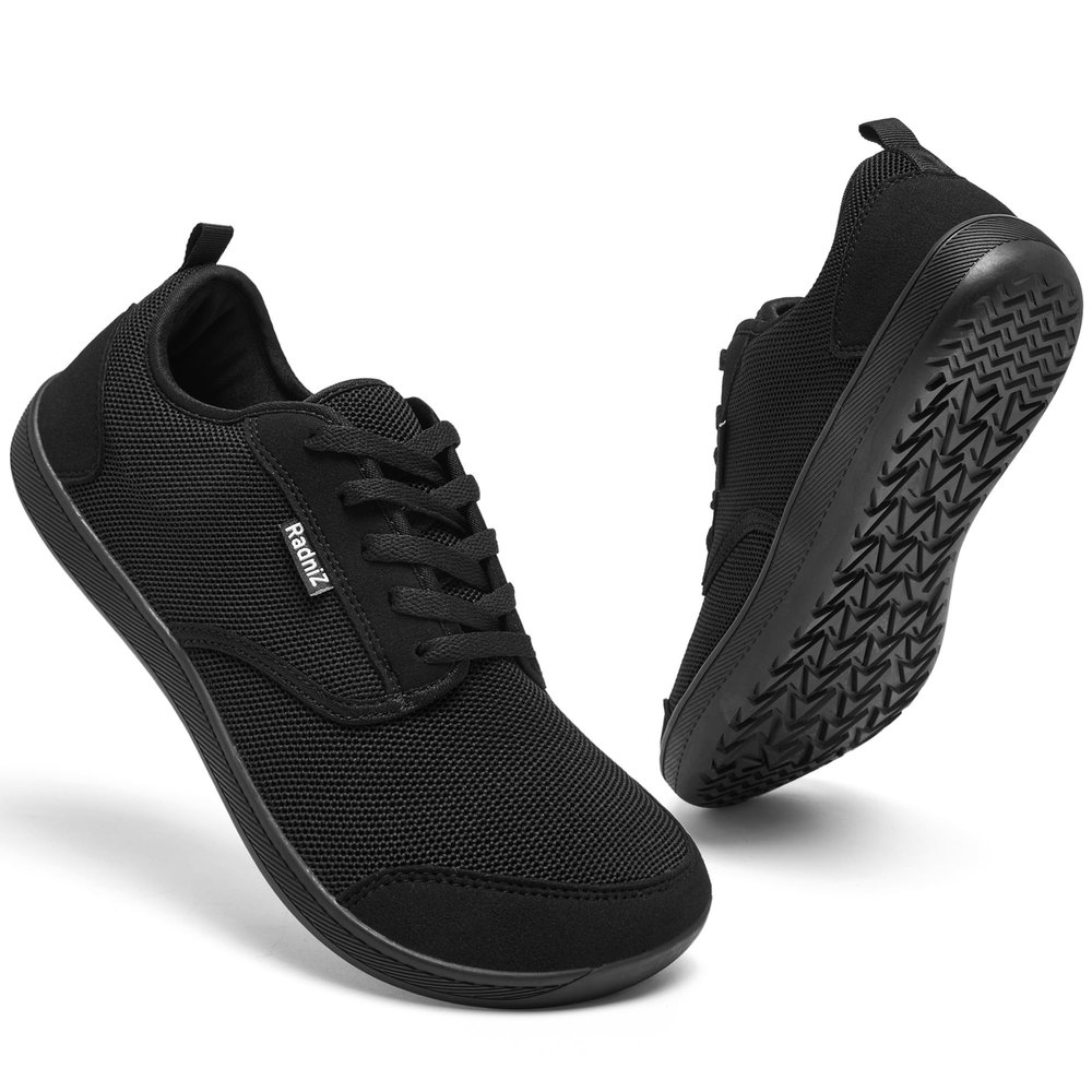 CYRUWOSH Mens Wide Toe Box Trail Running Barefoot Shoes Zero Drop Minimalist Shoes Fashion Width Sneakers for Men Black 9.5