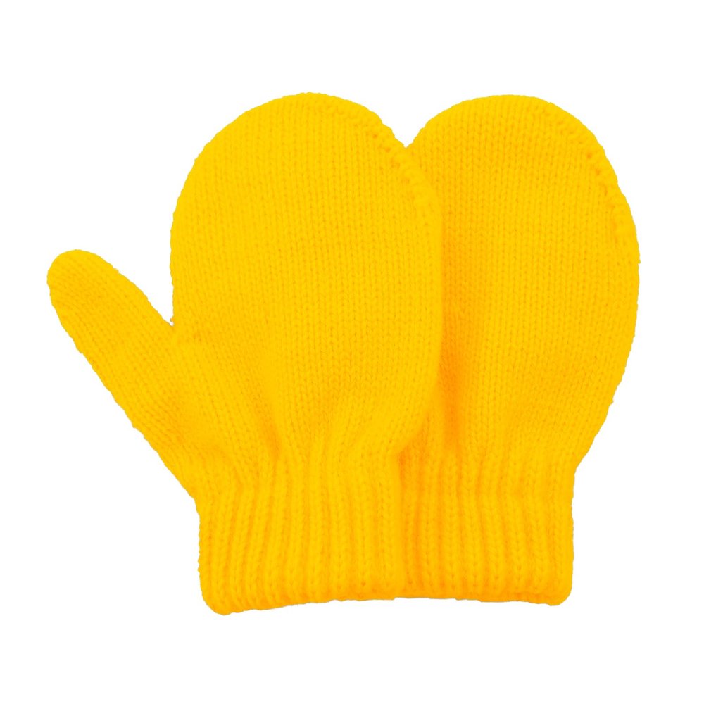 Toddler Winter Kids Mittens Yellow Soft Knitted Gloves Warm Thick Cold Protection Mitten for Boys Girls Yellow