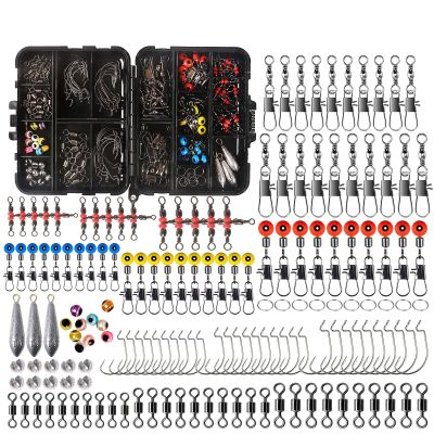 ACAGALA 158Pcs Fishing Swivels Kit High-Strength Fishing Tackle Box with Barrel Swivels Ball Bearing Swivels for Bass Trout Freshwater Saltwater