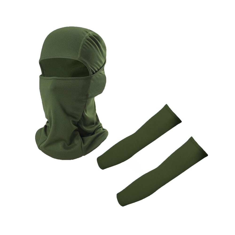 Balaclava Full Face Mask Sun Cover UV Protection Arm Guard Headgear Green 02 1 pack G-9 for Outdoor Activities for Men and Women Breathable Windproof Elastic Sport Workout Yoga Running Accessories