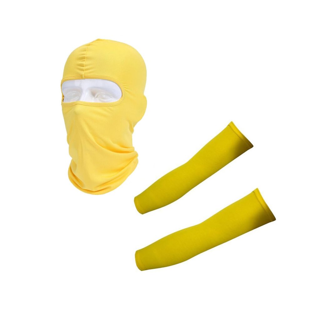 Balaclava Full Face Mask Sun Cover UV Protection Arm Guard Headgear Yellow Yellow 1 pack for Outdoor Activities for Men and Women Breathable Windproof Elastic Sport Workout Yoga Running Accessories