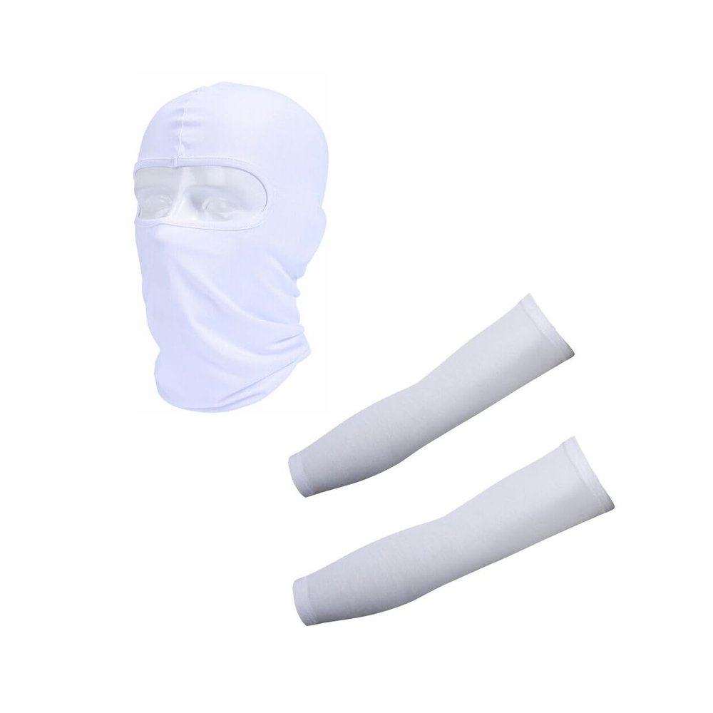 Balaclava Full Face Mask Sun Cover UV Protection Arm Guard Headgear White White 1 pack for Outdoor Activities for Men and Women Breathable Windproof Elastic Sport Workout Yoga Running Accessories