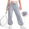 BOOPH Girls Sweatpants Kids Cotton Drawstring Joggers Athletic Pants with Pockets for Teen Girls Gray 7-8 Years view 2