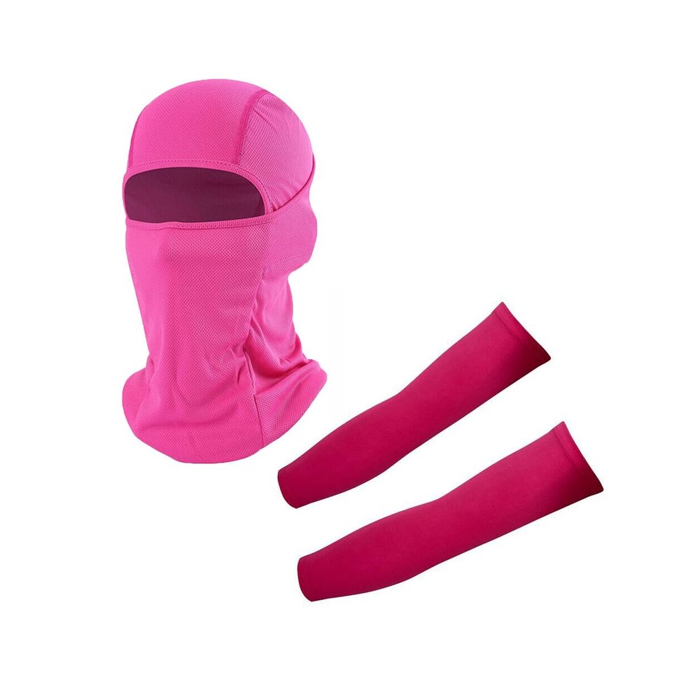Balaclava Full Face Mask Sun Cover UV Protection Arm Guard Headgear Rose Red 02 1 pack G-20 for Outdoor Activities for Men and Women Breathable Windproof Elastic Sport Workout Yoga Running Accessories