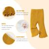 SOBOWO Toddler Baby Girl Flare Pants 3 Pack Solid Ribbed Ruffle Bell Bottoms Pants Fall Outfits(Black/Yellow/Beige, 2-3T) view 2