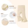 SOBOWO Toddler Baby Girl Flare Pants 3 Pack Solid Ribbed Ruffle Bell Bottoms Pants Fall Outfits(Black/Yellow/Beige, 2-3T) view 3