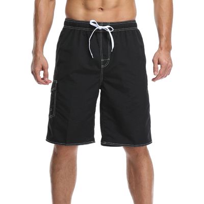 Men's Classic Elastic Waist Cargo Shorts Classic Relaxed Fit Outdoor Shorts Drawstring Casual Athletic Hiking Short (Black,28)