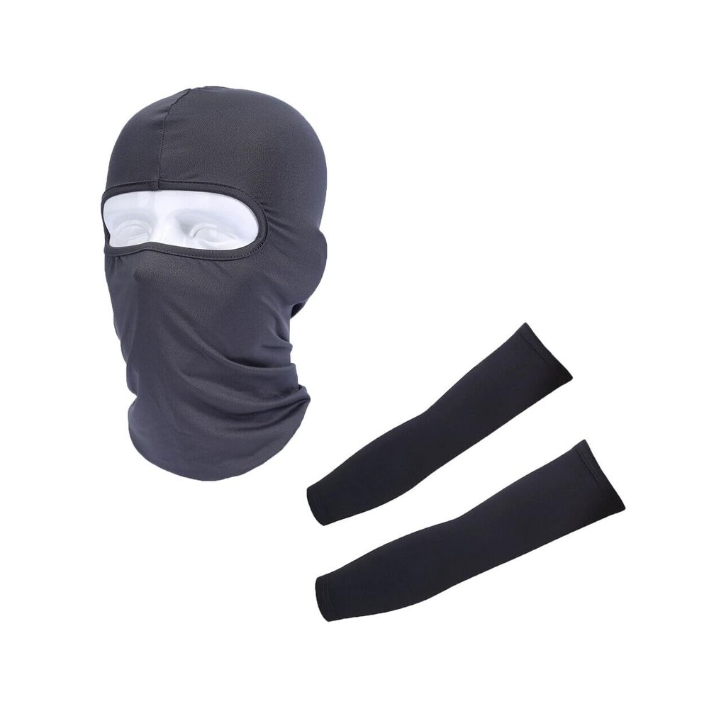 Balaclava Full Face Mask Sun Cover UV Protection Arm Guard Headgear Dark gray 1 pack G-5 for Outdoor Activities for Men and Women Breathable Windproof Elastic Sport Workout Yoga Running Accessories
