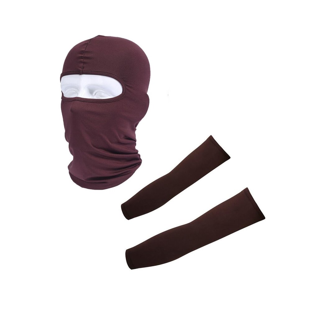 Balaclava Full Face Mask Sun Cover UV Protection Arm Guard Headgear Coffee Coffee 1 pack for Outdoor Activities for Men and Women Breathable Windproof Elastic Sport Workout Yoga Running Accessories