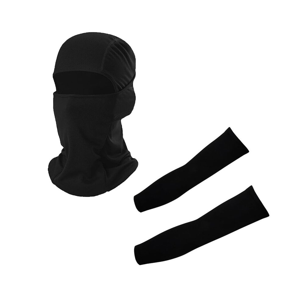Balaclava Full Face Mask Sun Cover UV Protection Arm Guard Headgear Black 02 Black 1 pack for Outdoor Activities for Men and Women Breathable Windproof Elastic Sport Workout Yoga Running Accessories