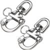 QualiTime 2Pack 316 Stainless Steel Swivel Eye Snap Shackle, 3.5"(87mm) Quick Release Shackle, Sailing Rigging, SCBA Mask Clip, Spinnaker Halyard Shackles, Silver view 1
