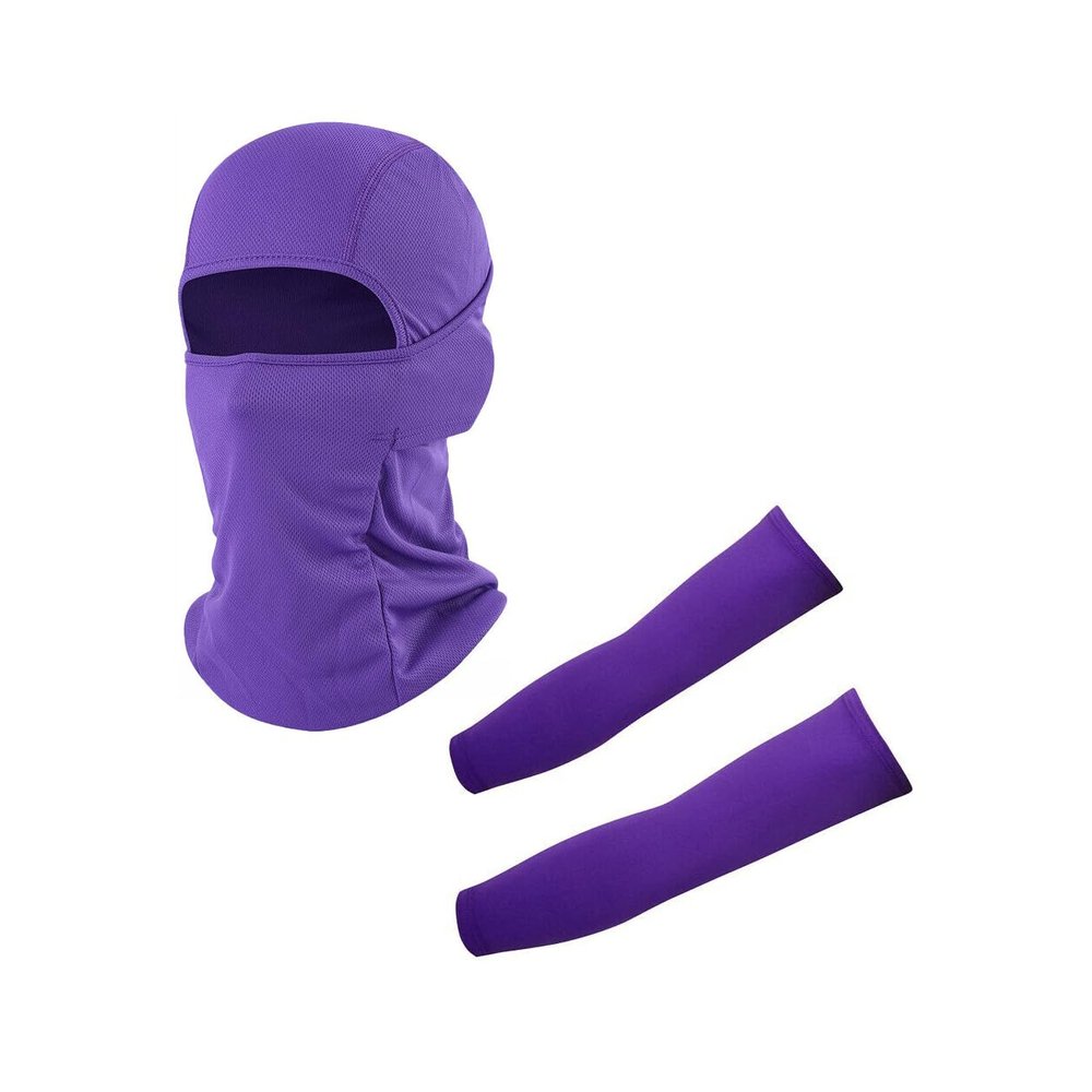 Balaclava Full Face Mask Sun Cover UV Protection Arm Guard Headgear Purple 02 1 pack G-17 for Outdoor Activities for Men and Women Breathable Windproof Elastic Sport Workout Yoga Running Accessories