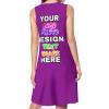 Custom Summer Dress Customize Your Own Image Text Personalized Sun Dress for Mom Design Gifts Birthday Anniversaries Valentine Day Mother's Day 4X-Large Purple view 2
