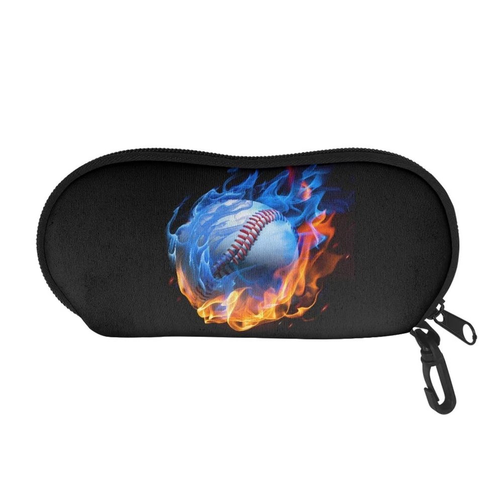 AFPANQZ Cool Flame Baseball Glasses Case Lightweight Portable Travel Zipper Eyeglasses Case Zipper Eyeglass Case with Belt Clip Travel Outdoor Bag Pouch