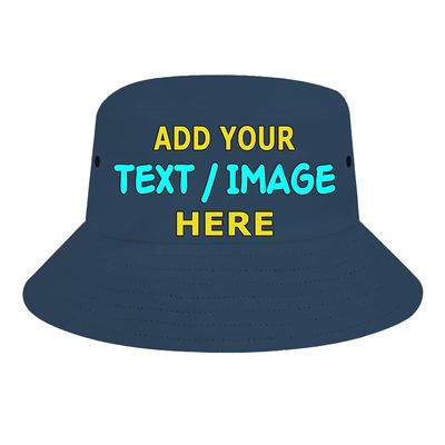 ZJHCEUS Custom Fisherman Hats Bucket Hat Add Your Own Photo Text Logo, Mens Womens Trendy Boonie Hat, Dusty-Blue