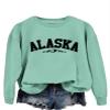 Pifnxtamy Sweatshirt for Women Alaska Letter Graphic Tees Retro Mountain Shirt Crewneck Sweater Long Sleeve Pullover Light Green view 2
