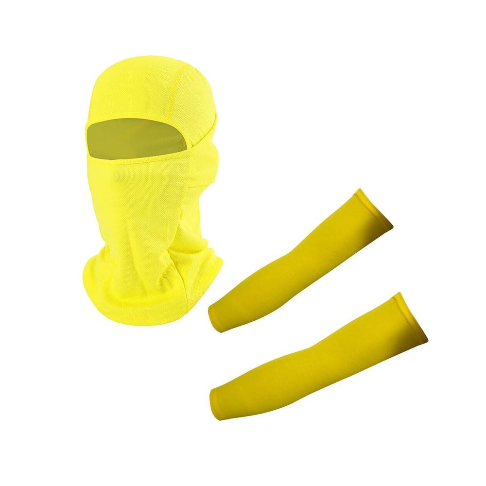 Balaclava Full Face Mask Sun Cover UV Protection Arm Guard Headgear Yellow 02 1 pack G-25 for Outdoor Activities for Men and Women Breathable Windproof Elastic Sport Workout Yoga Running Accessories