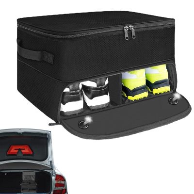 Busaiu Golf Organizer for Car, Car Golf Accessories Organiser, Golf Trunk Organizer, with Separate Ventilated Compartment, Golf Gifts for Men, Black