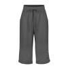ZYXTIM Cotton Linen Shorts for Women Summer Casual Comfy Wide Leg Shorts Drawstring Elastic Waist Lightweight Bermuda Shorts Dark Gray view 3