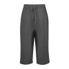 ZYXTIM Cotton Linen Shorts for Women Summer Casual Comfy Wide Leg Shorts Drawstring Elastic Waist Lightweight Bermuda Shorts Dark Gray view 4