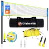 32ft Regulation Size Portable Outdoor Volleyball Net Set System for Backyard Beach with Height Adjustable Poles, PU Volleyball and Pump, Carry Bag, Boundary Line - Easy Set Up & Anti-Sagging view 1