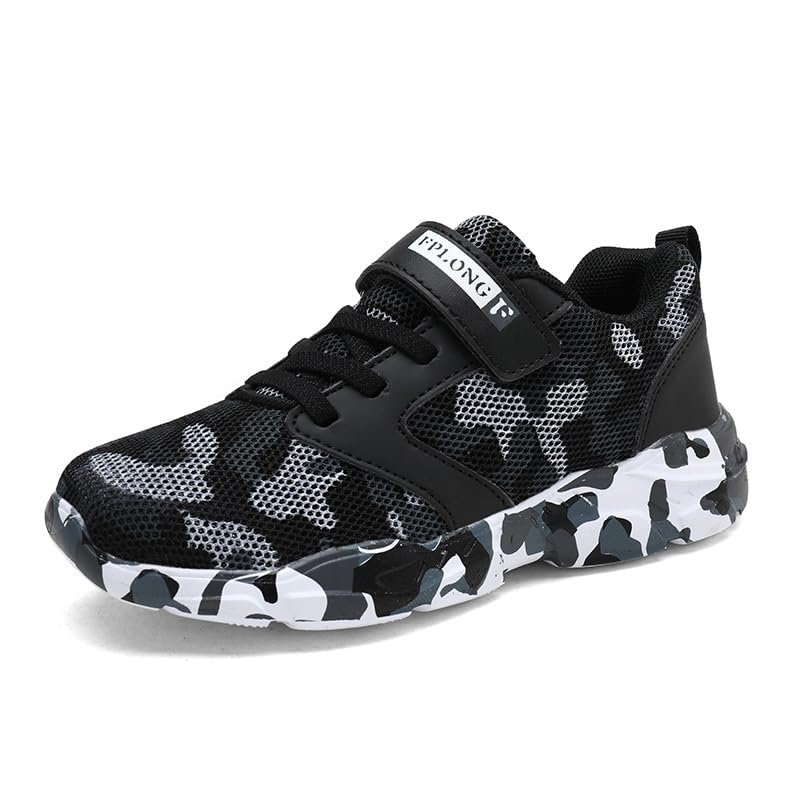 Boys and Girls Lightweight Breathable Sneakers Athletic Tennis Shoes for Toddler/Little Kid Running and Walking Shoes Camouflage Grey
