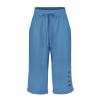 ZYXTIM Women's Summer Cotton Linen Bermuda Shorts Loose Elastic Waist Knee Length Shorts Cosy Beach Shorts with Pocket Blue view 4