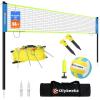 Portable Outdoor Volleyball Net Set for Backyard Beach with Adjustable Poles, Soft PU Volleyball & Pump, Carry Bag and Durable Anti-Sagging Net (Blue and Green, 32ft) view 1