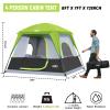 UNP 4-Person Tent, Portable Cabin Tent, Camping Tent 4-Person Easy Set Up, Waterproof with Top Rainfly for Outdoor Camping/Hiking (Fluorescent Green) view 2