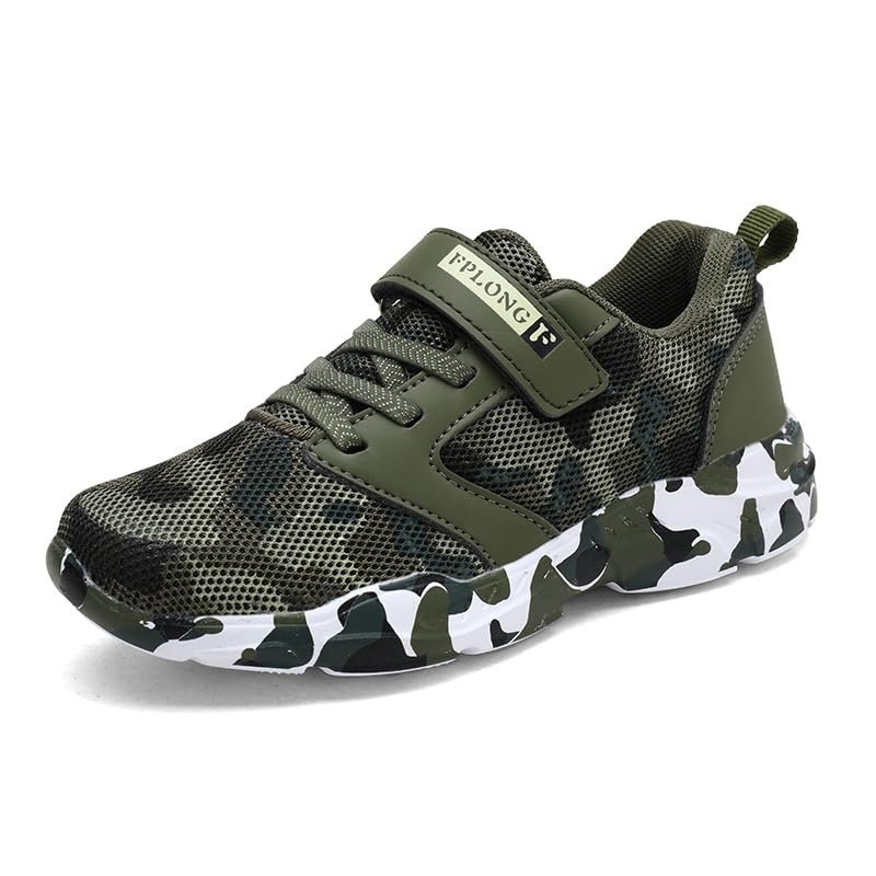 Boys and Girls Lightweight Breathable Sneakers Athletic Tennis Shoes for Toddler/Little Kid Running and Walking Shoes Camouflage Green