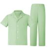 KEYWANTS Kids Summer Beach Linen Formal Outfit for Boys Dress Clothes Sage Green Short Sleeve Button Down Collared Shirt and Pants 2 Piece Set Size 11 view 1