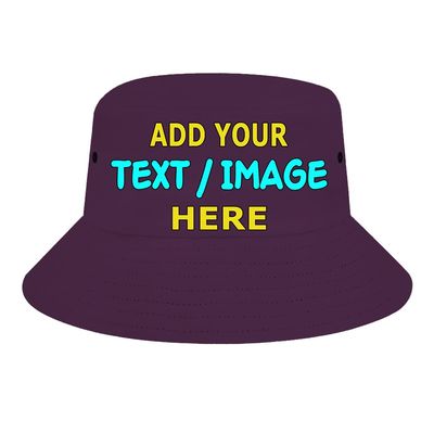 ZJHCEUS Custom Fisherman Hats Bucket Hat Add Your Own Photo Text Logo, Mens Womens Trendy Boonie Hat, Plum-Purple