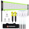 20ft Portable Outdoor Badminton Net Set for Driveway Backyard, Beach, Park with Durable Anti-Sag PE Net, Heavy Duty Steel Poles, 4 Badminton Rackets, 3 Shuttlecocks and 600D Carry Bag view 1