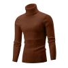 Mens Cable Knit Turtleneck Sweater Casual Soft Pullover Sweaters Twisted Knitted Slim Fit Long Sleeve Winter Jumper Brown view 4
