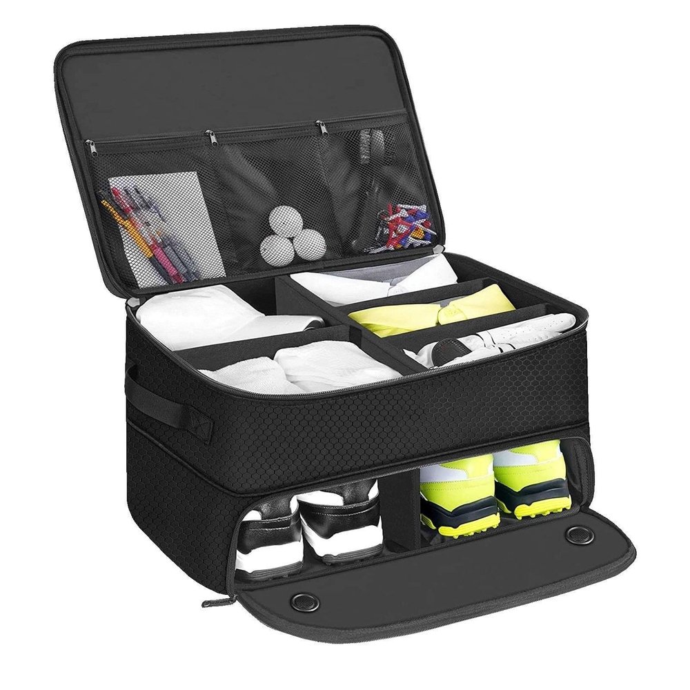 Busaiu Golf Cart Bag, Golf Locker Shoe Organizer, Multi-Pocket Design Large Capacity Waterproof, Car Golf Storage Pouch Container