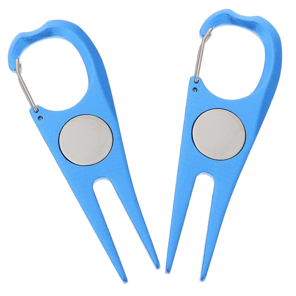 BESPORTBLE 2pcs Professional Golf Divot Repair Tool Durable Metal Fork with Ball Markers Portable Lawn Repairing Tool for Golfers Golf Enthusiasts