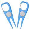 BESPORTBLE 2pcs Professional Golf Divot Repair Tool Durable Metal Fork with Ball Markers Portable Lawn Repairing Tool for Golfers Golf Enthusiasts view 1