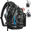 Piscifun Fishing Tackle Backpack with Rod & Gear Holder, Lightweight Outdoor Water-Resistant Fishing Shoulder Storage Bag, Black Camouflage view 1