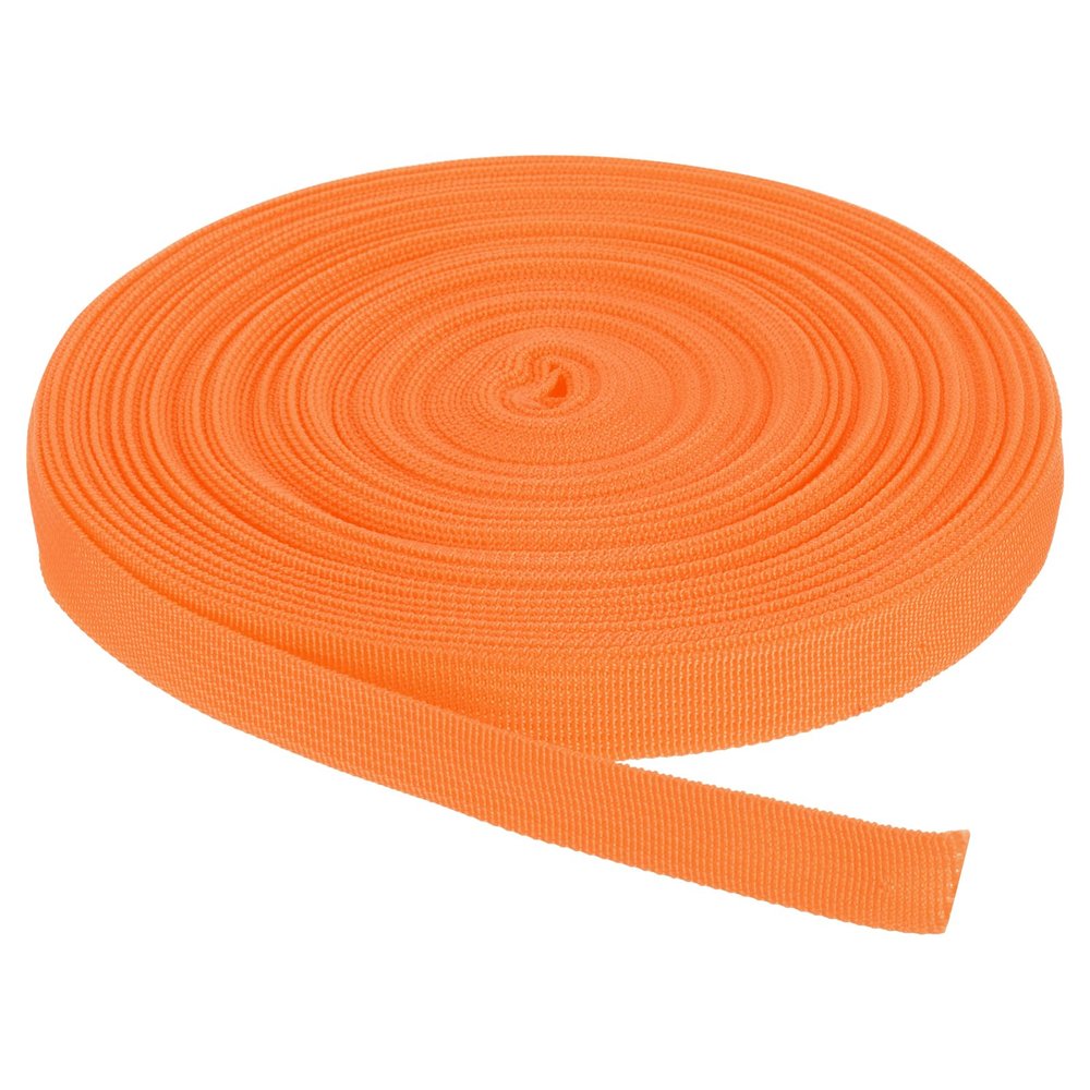 Rebower Nylon Webbing Strap, 50 Yards x 7/8 Inch Polypropylene Webbing Lightweight Strapping Backpack Band for DIY Gear Repair Outdoor Luggage Cargo Straps, Orange