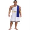 FEESHOW Men's One Shoulder Strap Ancient Greek Toga Dress Roman Senator Caesar Costume Robe for Halloween Blue Large view 1