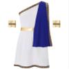 FEESHOW Men's One Shoulder Strap Ancient Greek Toga Dress Roman Senator Caesar Costume Robe for Halloween Blue Large view 3